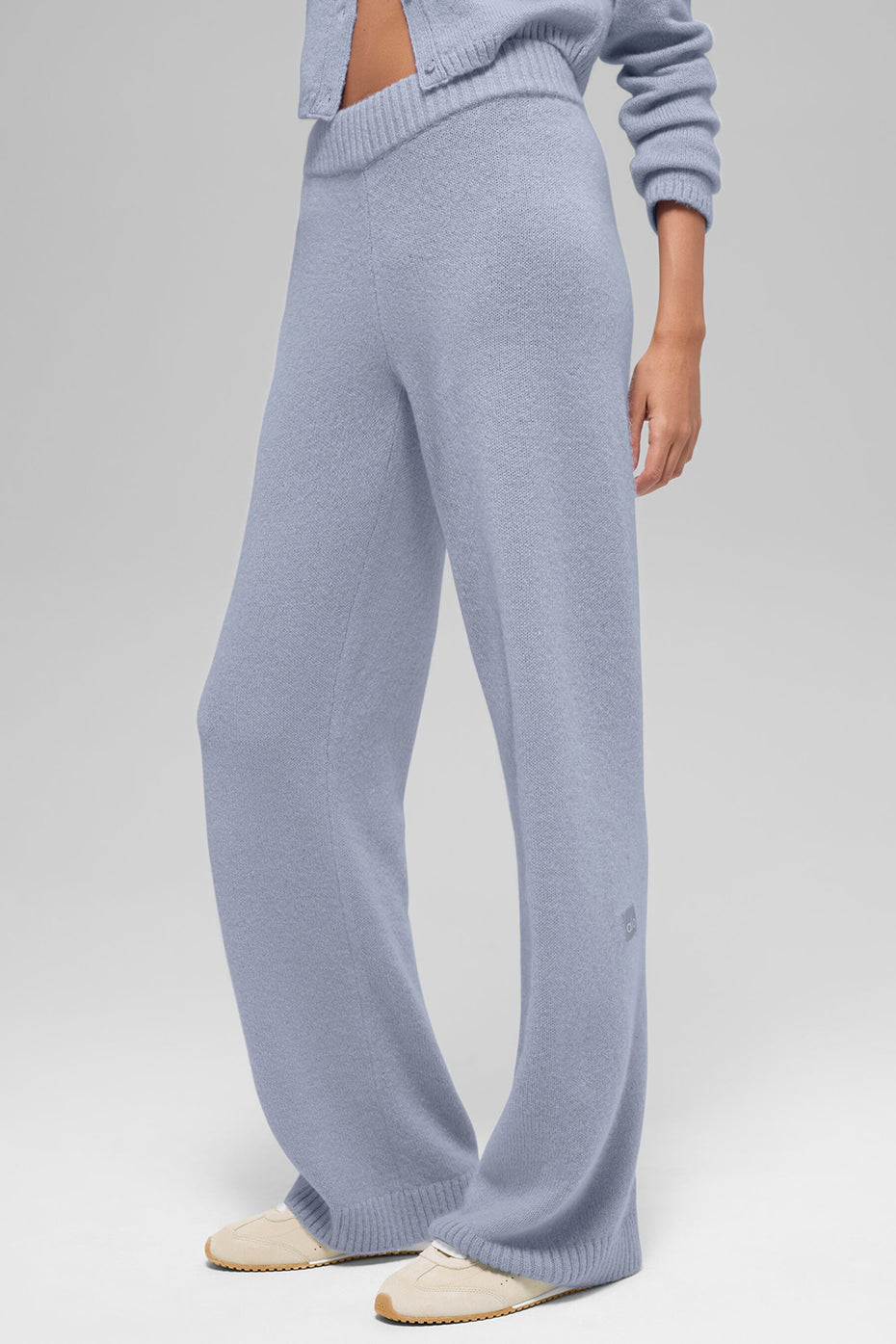 alo Wool Cashmere High-Waist New Class Wide Leg Pant - Winter Frost