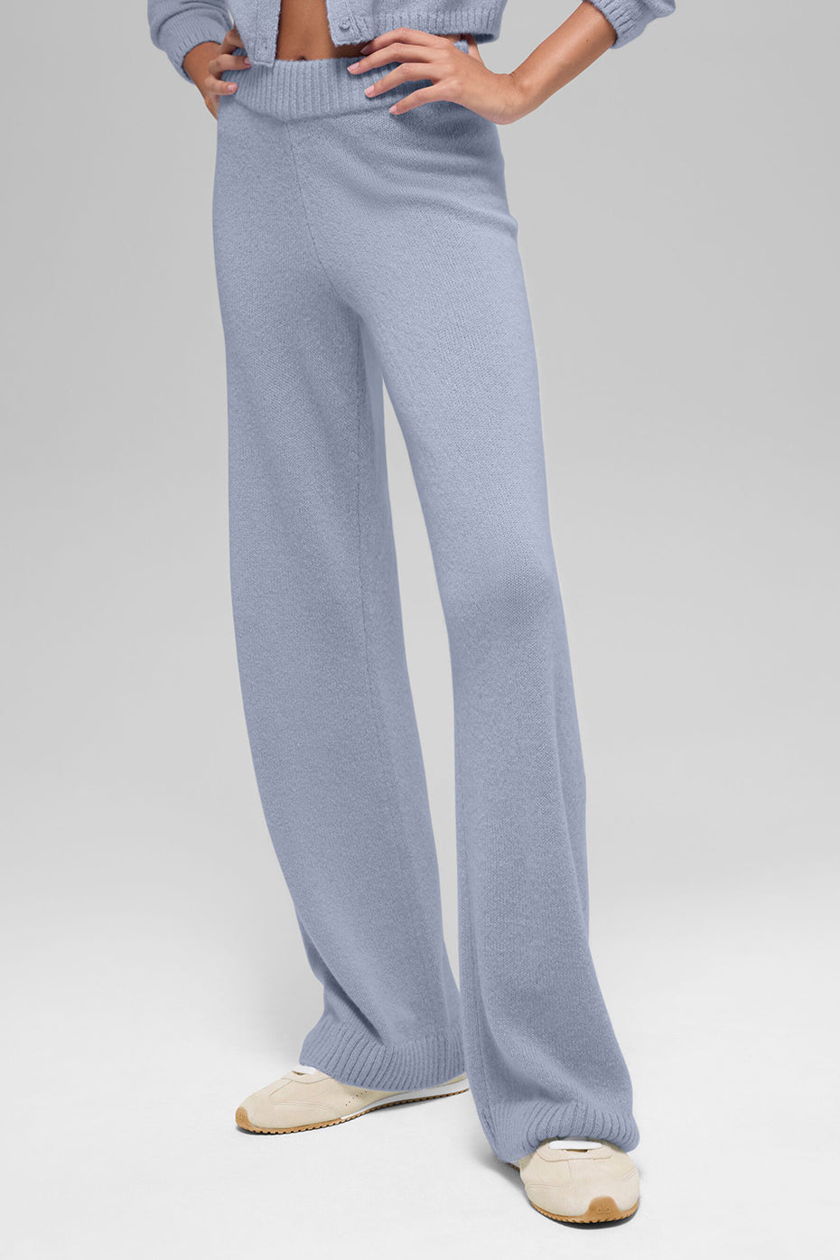 alo Wool Cashmere High-Waist New Class Wide Leg Pant - Winter Frost
