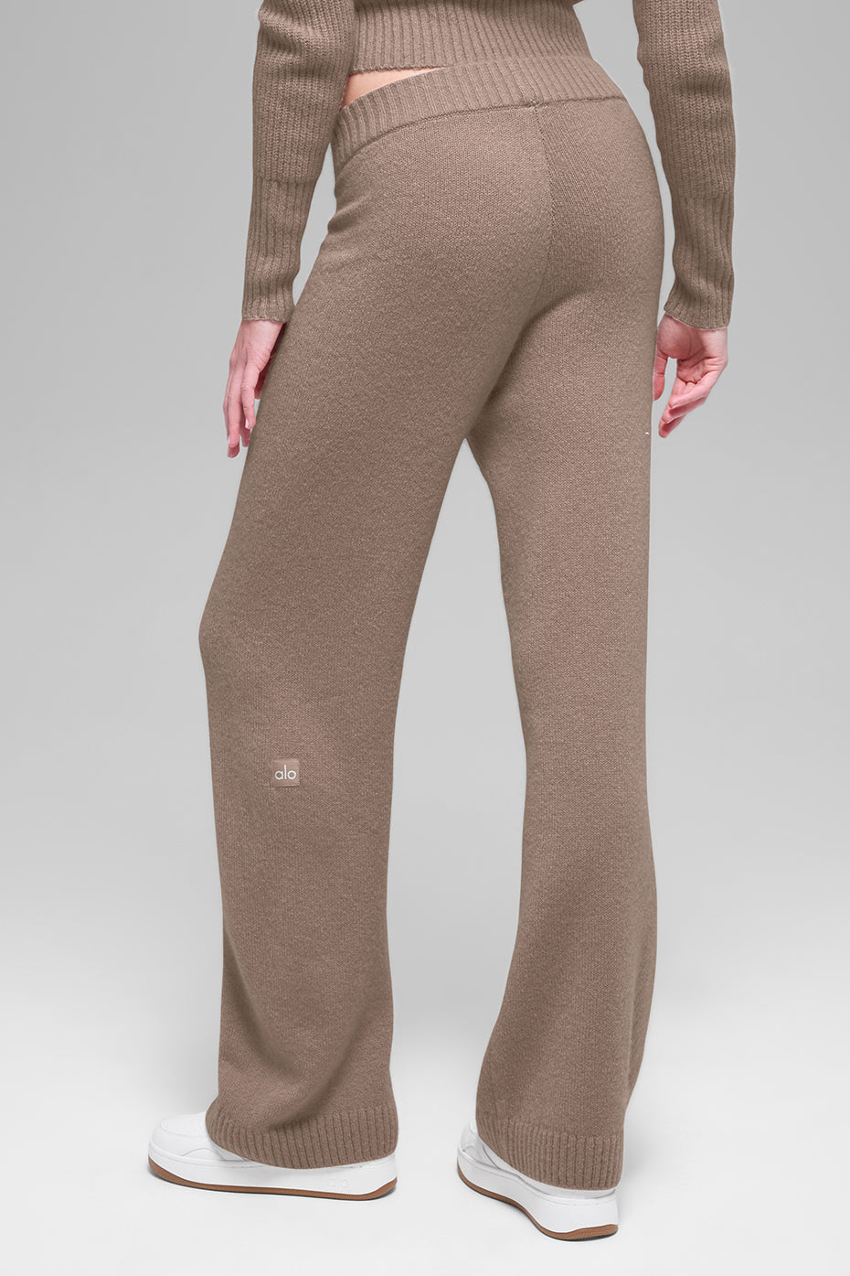 alo Wool Cashmere High-Waist New Class Wide Leg Pant - Chai Latte