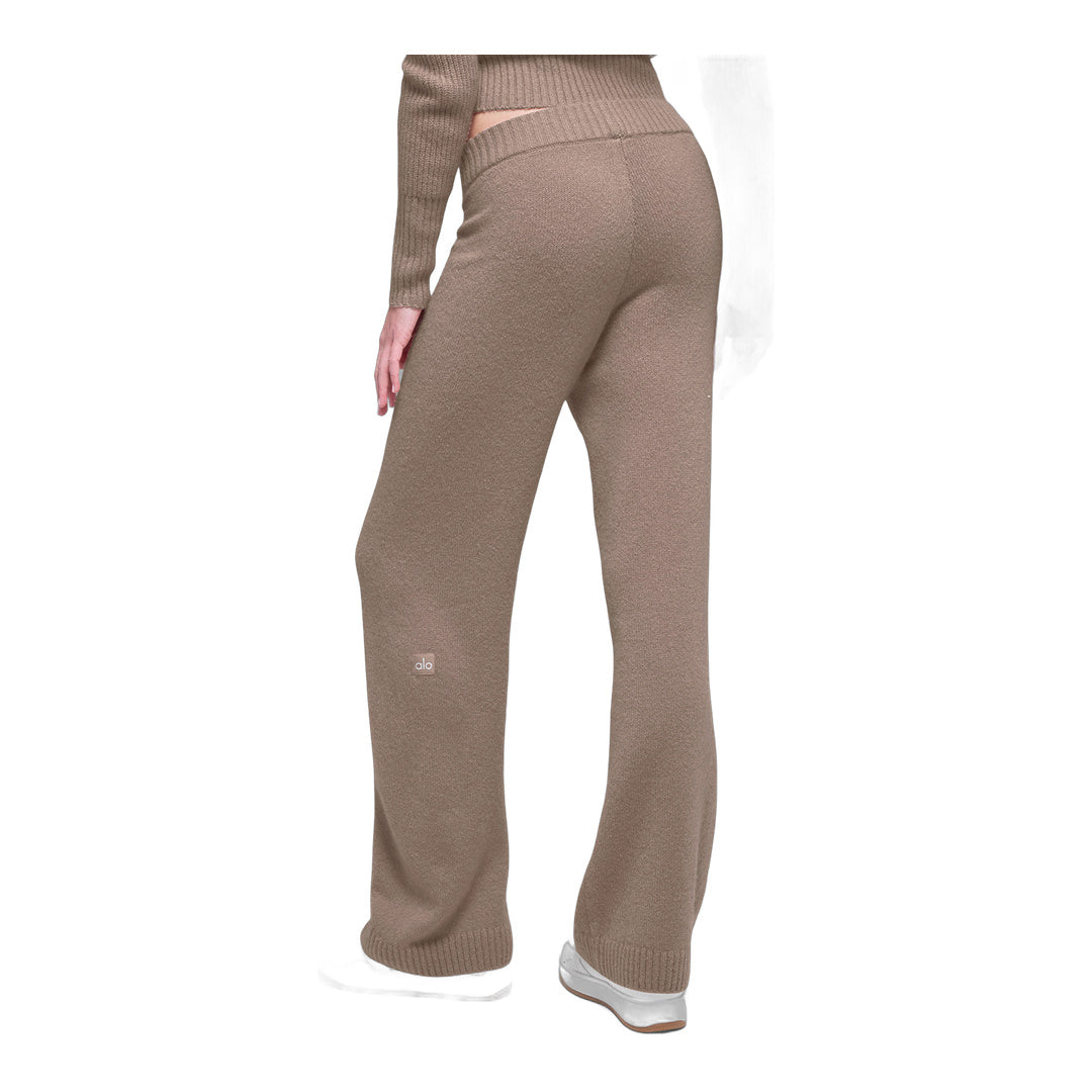 alo Wool Cashmere High-Waist New Class Wide Leg Pant - Chai Latte