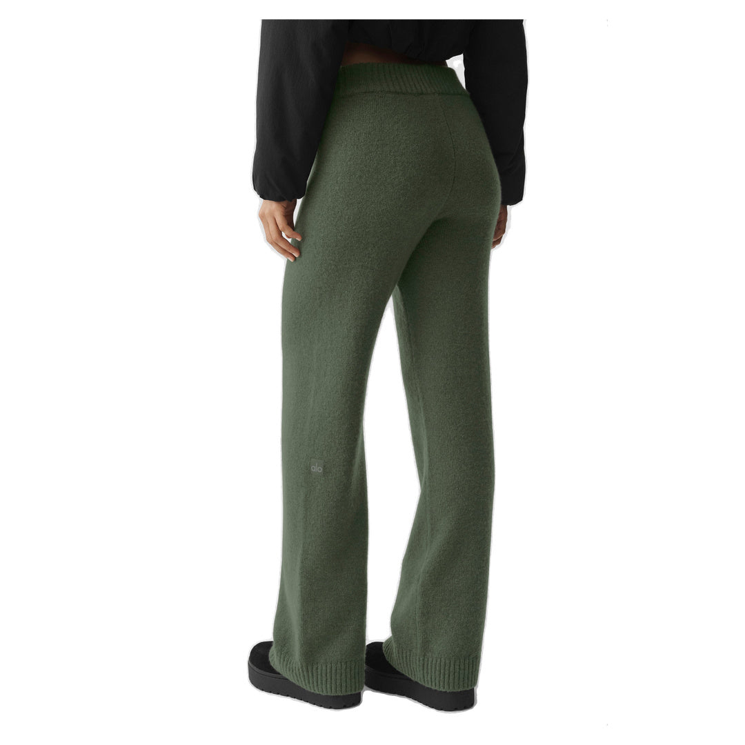 ALO Wool Cashmere High-Waist New Class Wide Leg Pant - Bamboo Green