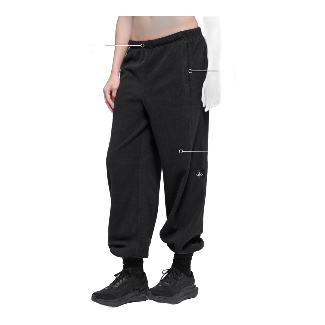 alo Polar Fleece High-Waist Retreat Jogger - Black