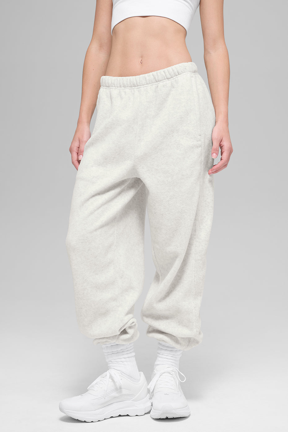 alo Polar Fleece High-Waist Retreat Jogger - White Heather Grey