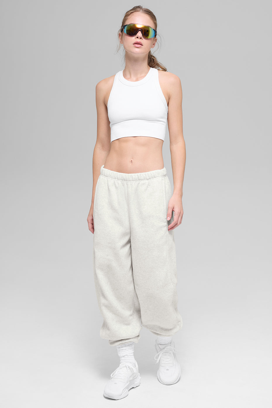 alo Polar Fleece High-Waist Retreat Jogger - White Heather Grey