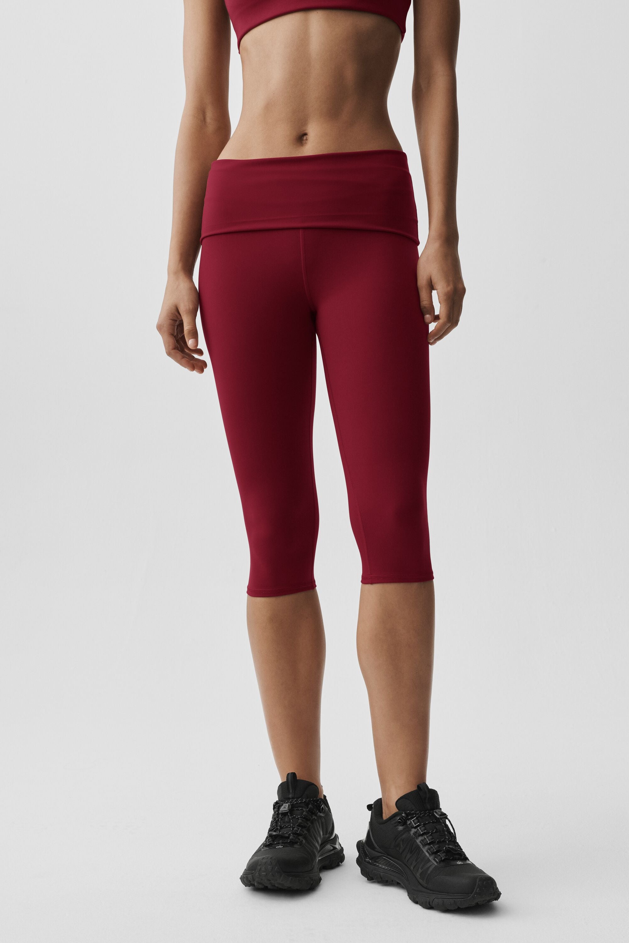 alo ALO Softsculpt Low-Rise Foldover Capri - Summer Romance Red