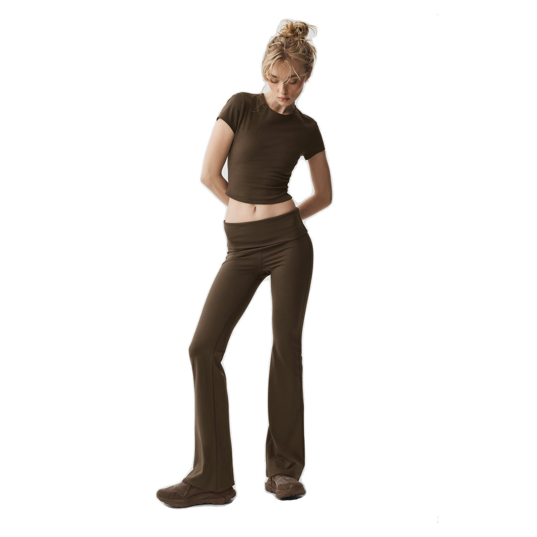 ALO ALO Softsculpt Foldover Flare Legging (Regular) - Espresso