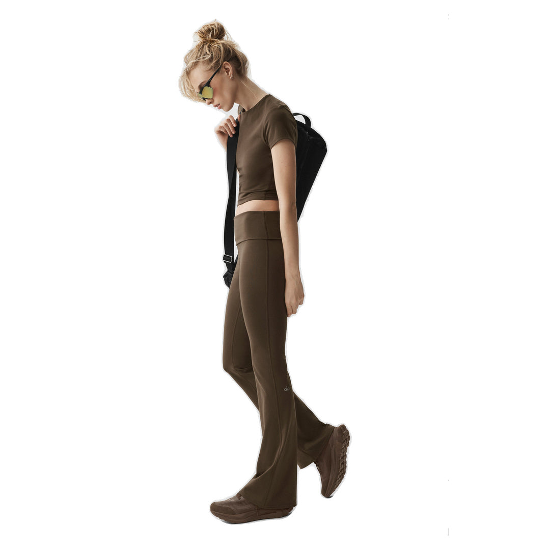 ALO ALO Softsculpt Foldover Flare Legging (Regular) - Espresso