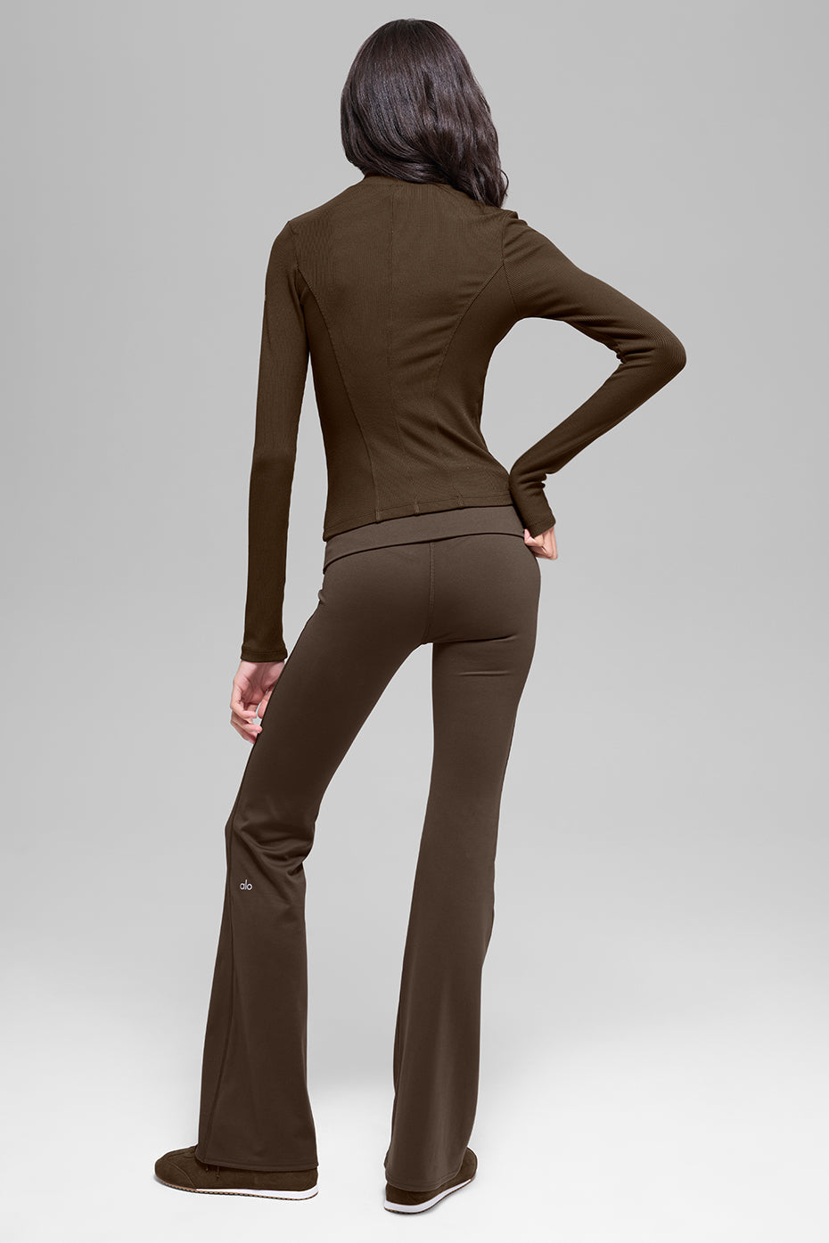 alo ALO Softsculpt Foldover Flare Legging - Espresso