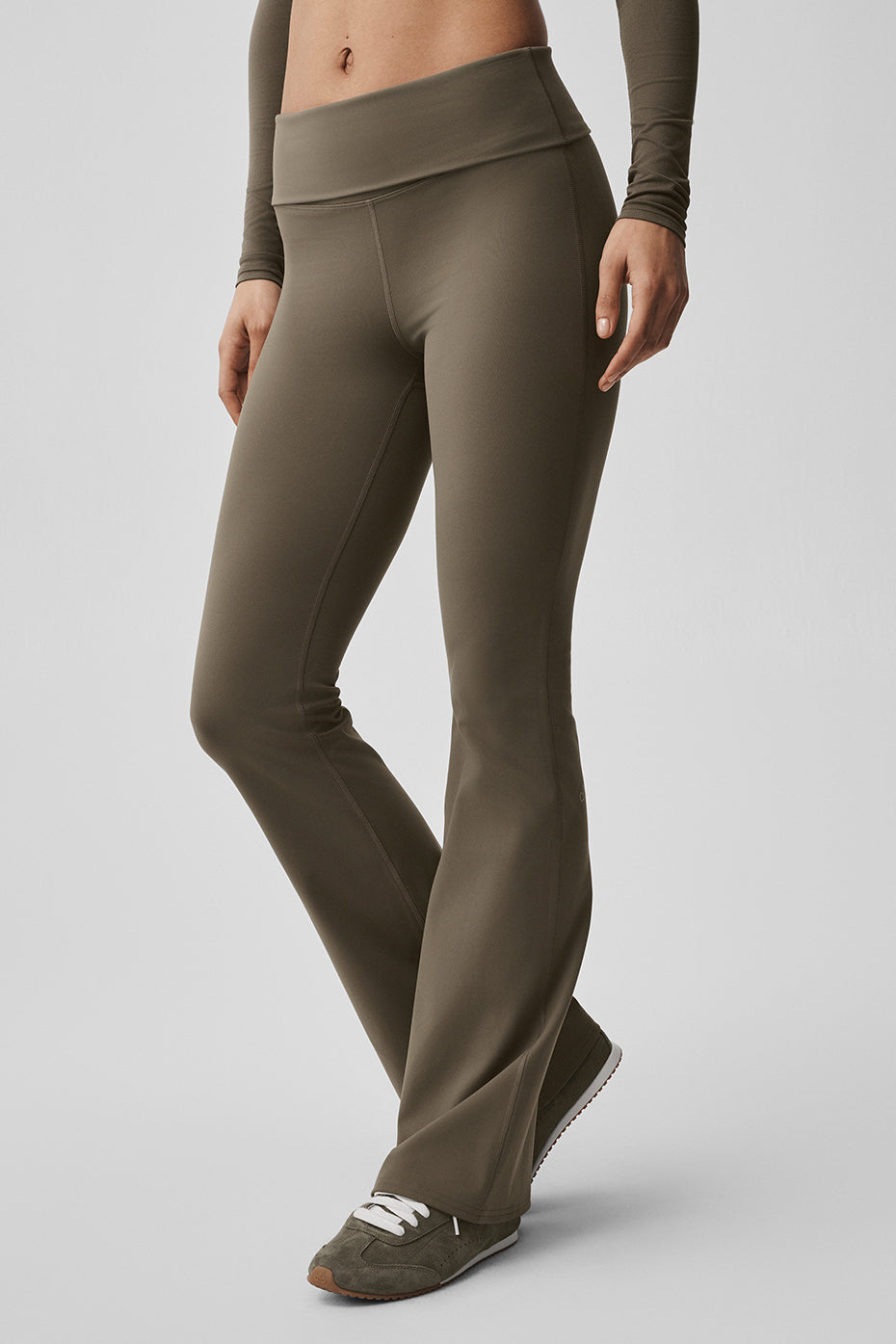 alo ALO Softsculpt Foldover Flare Legging - Olive Tree