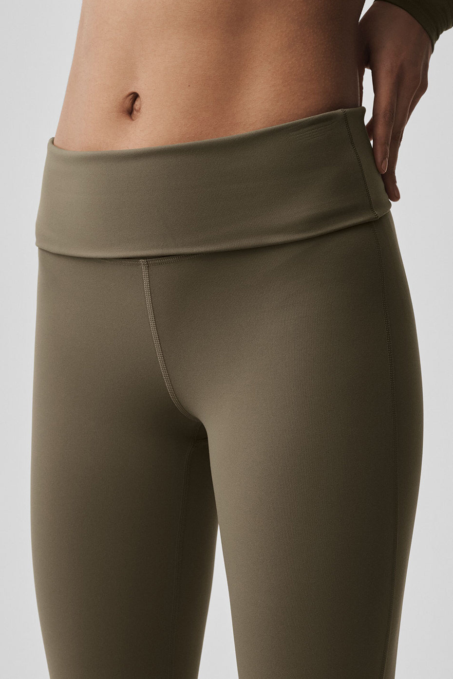 alo ALO Softsculpt Foldover Flare Legging - Olive Tree