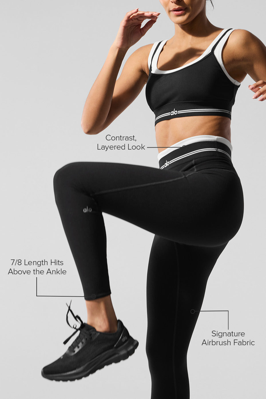 alo Airbrush High-Waist 7/8 Better Together Legging - Black/White