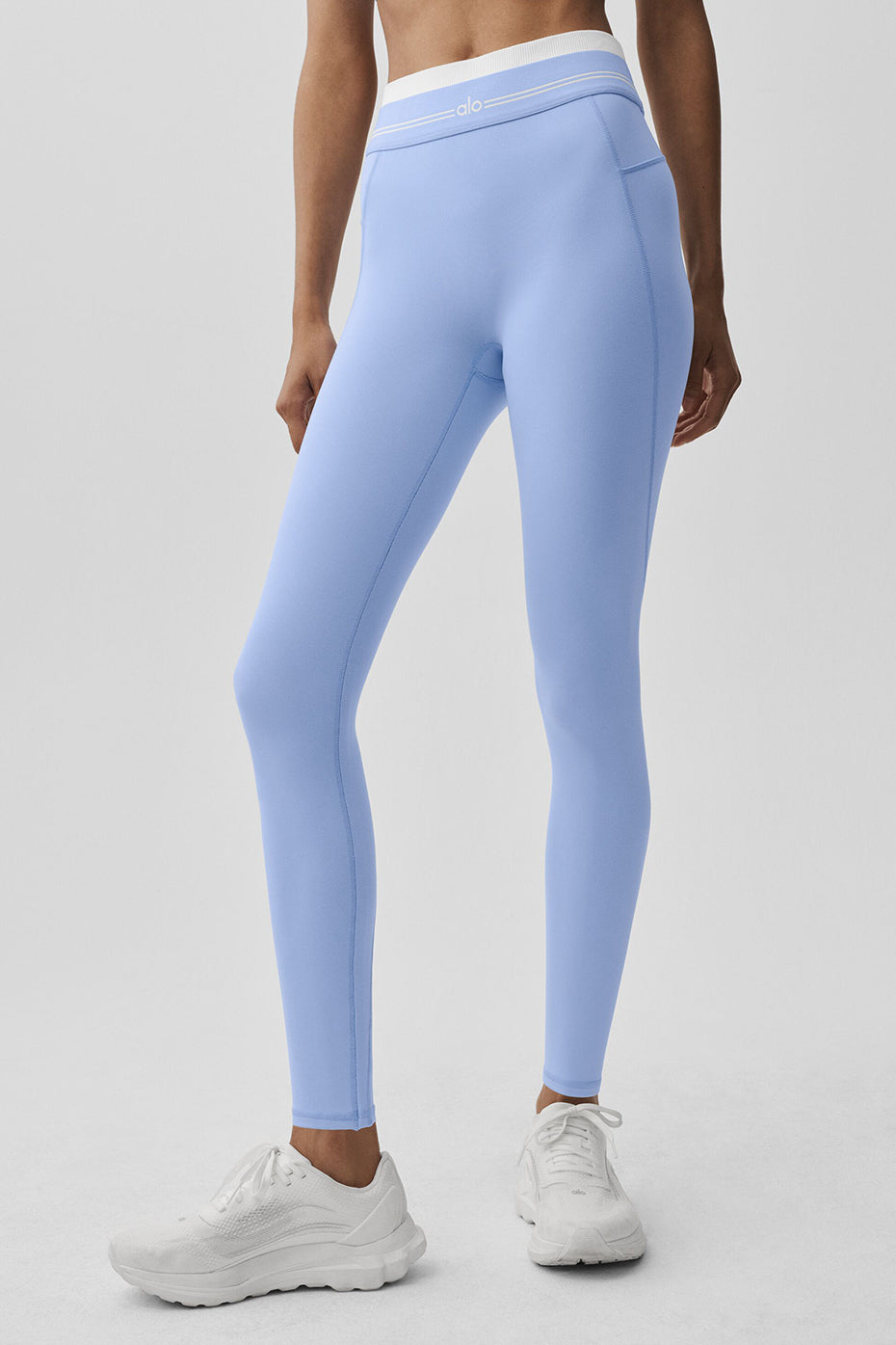 alo Airbrush High-Waist 7/8 Better Together Legging - Light Provence Blue/White