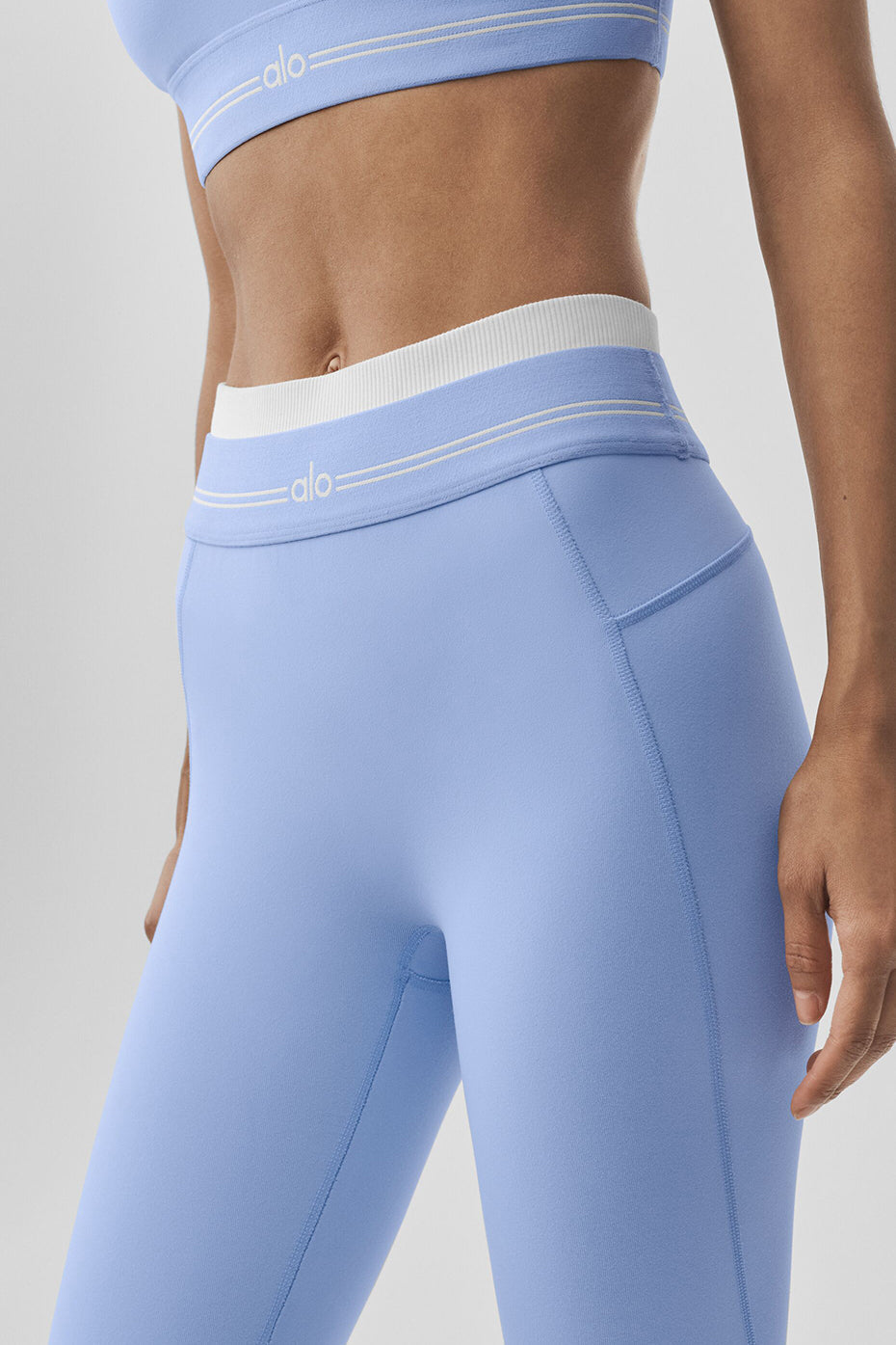 alo Airbrush High-Waist 7/8 Better Together Legging - Light Provence Blue/White