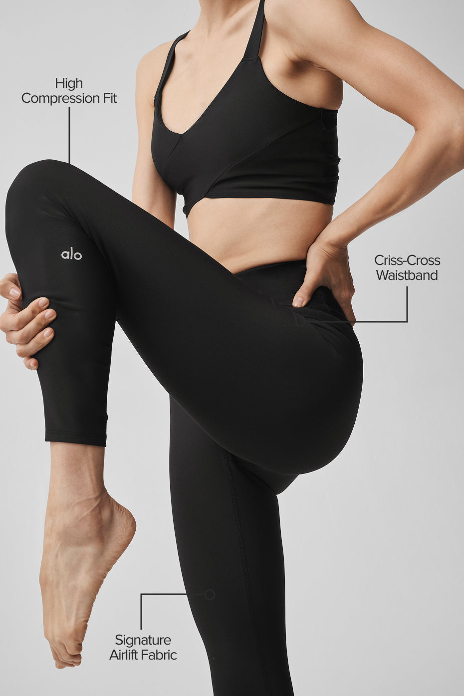 alo Airlift High-Waist 7/8 Horizon Legging - Black