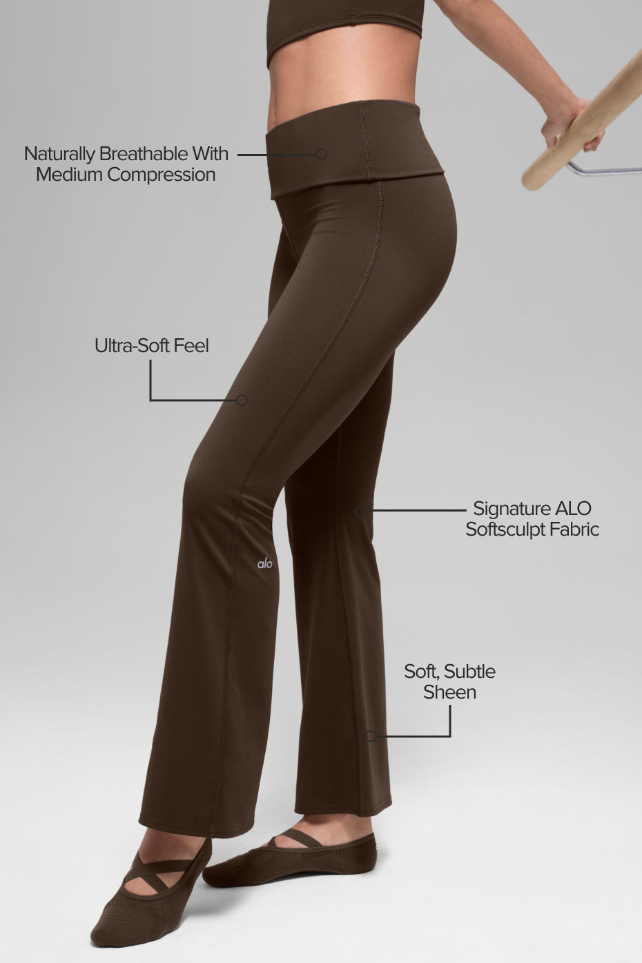 alo ALO Softsculpt 7/8 Foldover Flare Legging - Espresso