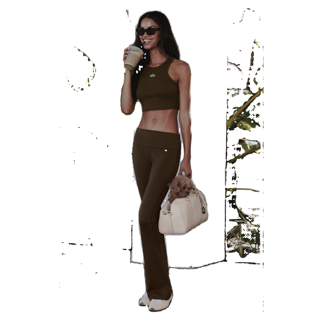 ALO ALO Softsculpt Foldover Flare Legging (Short) - Espresso