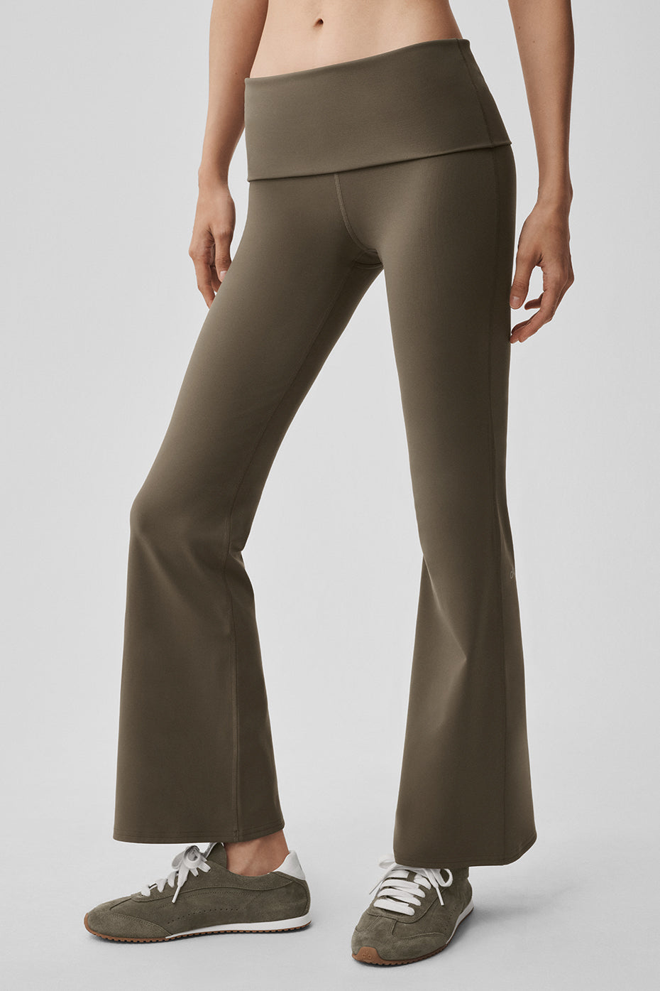 alo ALO Softsculpt 7/8 Foldover Flare Legging - Olive Tree