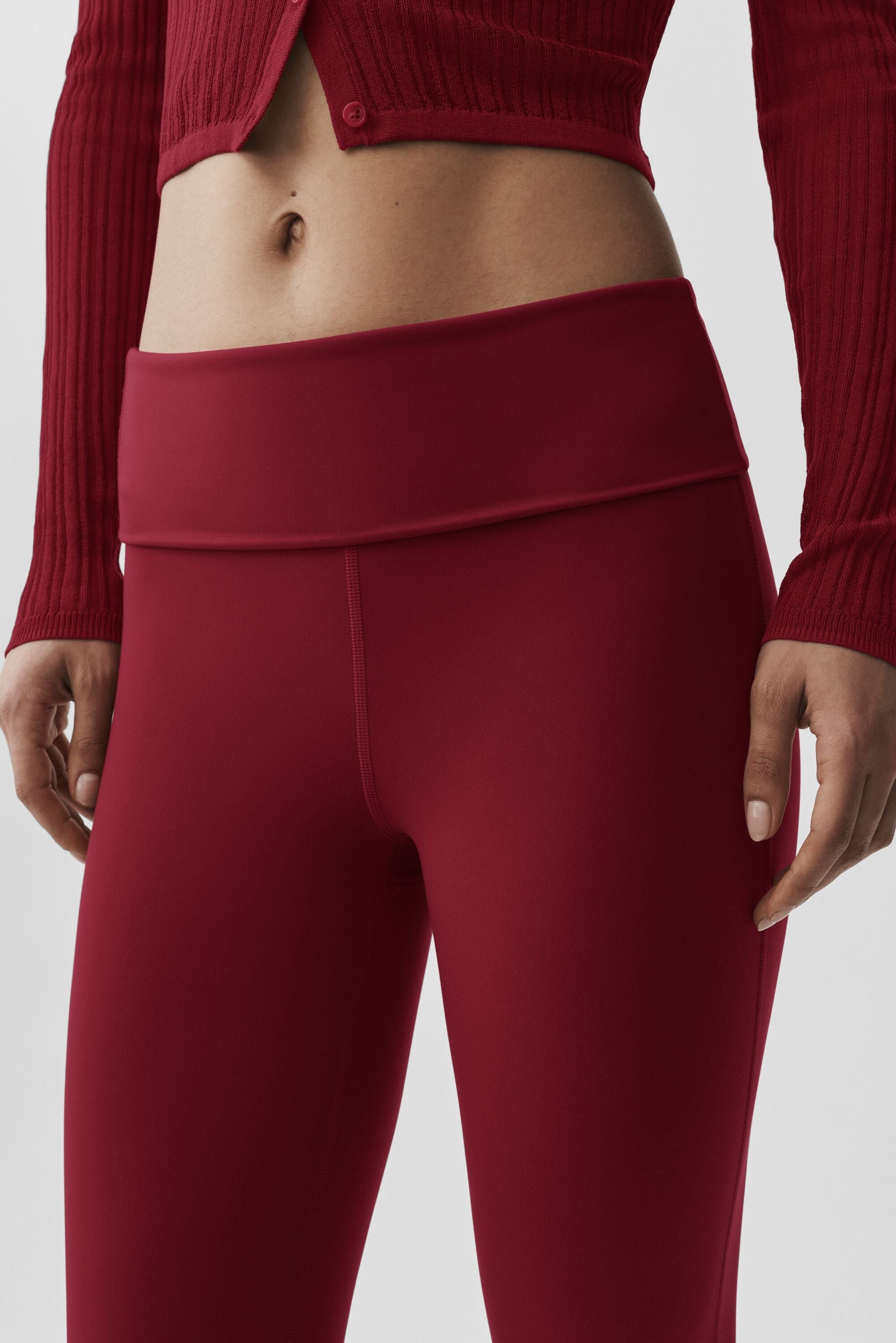 alo ALO Softsculpt 7/8 Foldover Flare Legging - Summer Romance Red