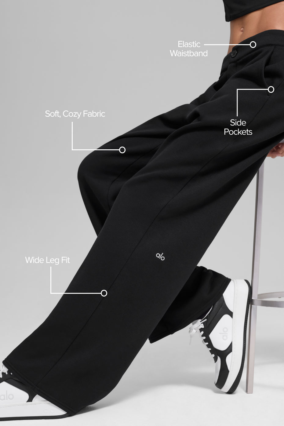 alo High-Waist Sweatpant Trouser - Black