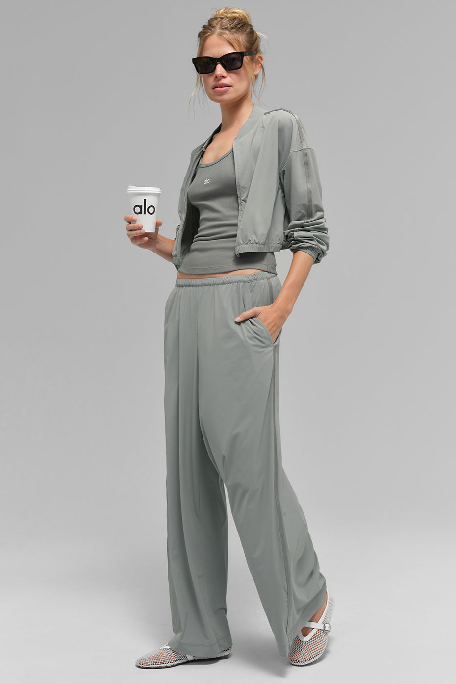 alo Breezy Wide Leg Pant (Regular) - Lunar Grey