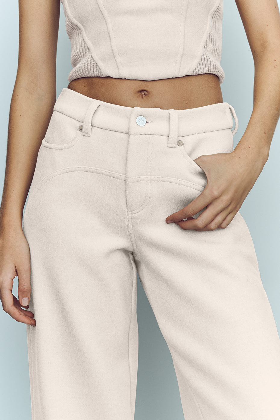 alo Wool Blend Nightcap Wide Leg Pant - Cafe Au Lait