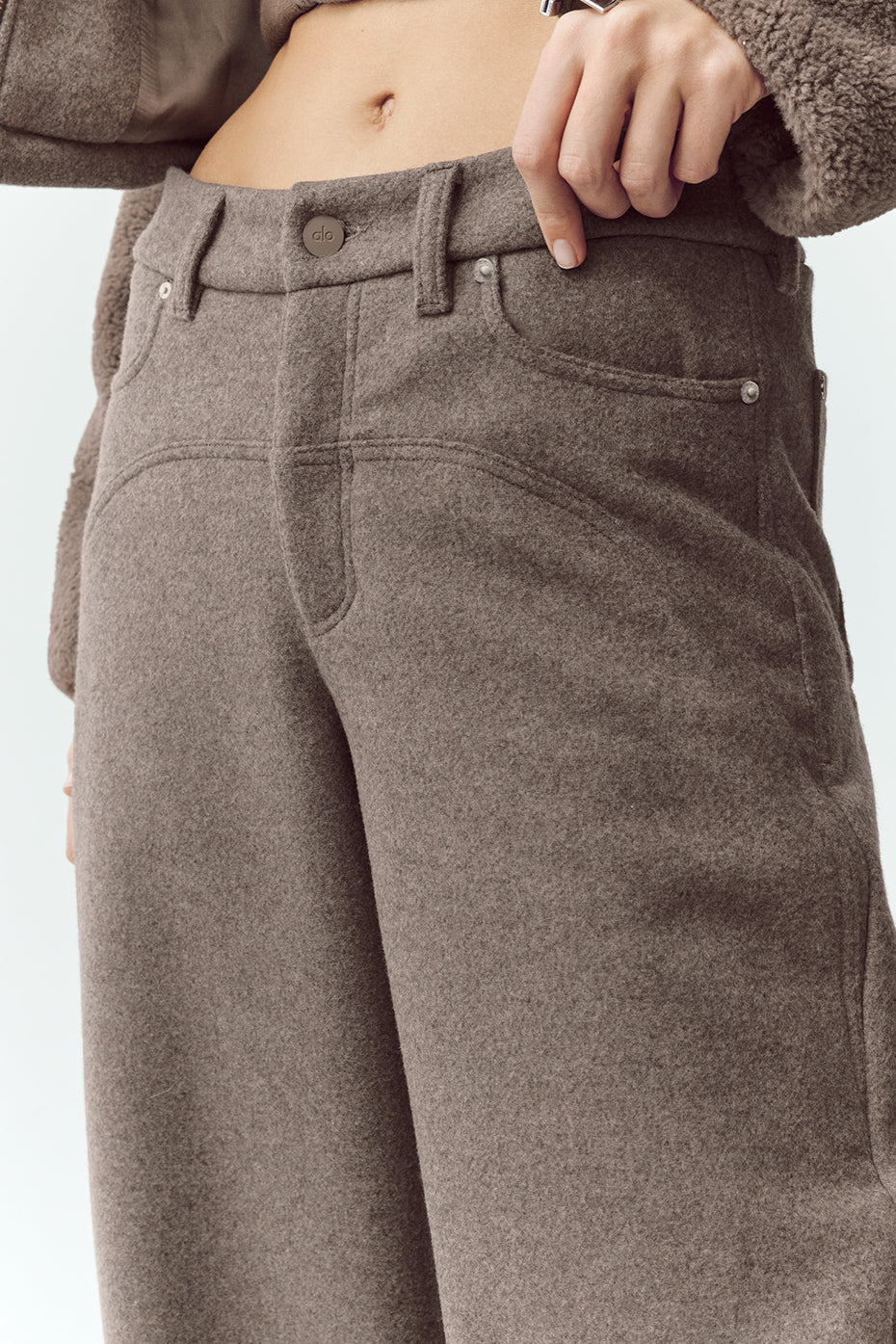 alo Wool Blend Nightcap Wide Leg Pant - Alpine Cocoa Heather