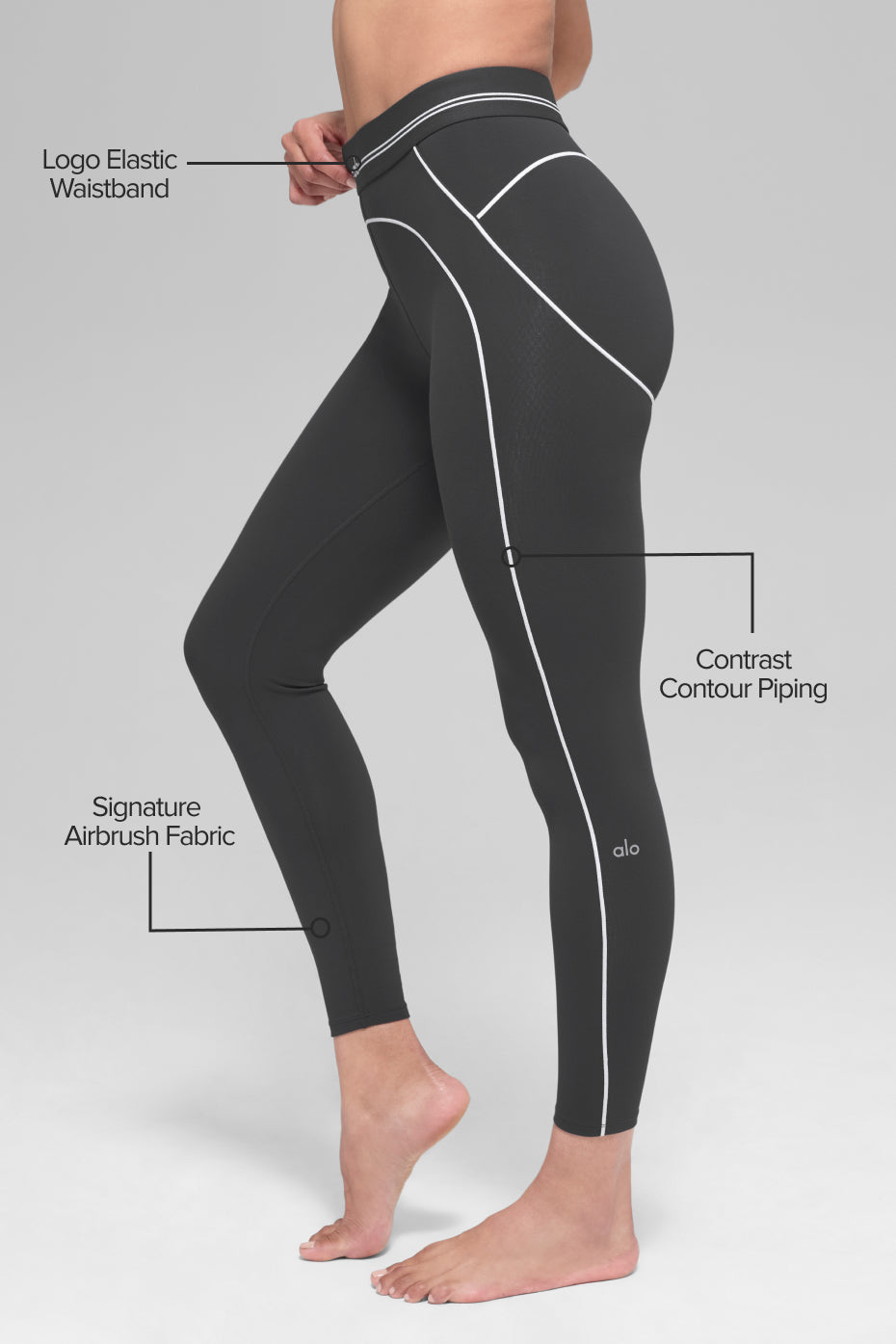 alo Airbrush High-Waist 7/8 Heart Throb Legging - Anthracite/White