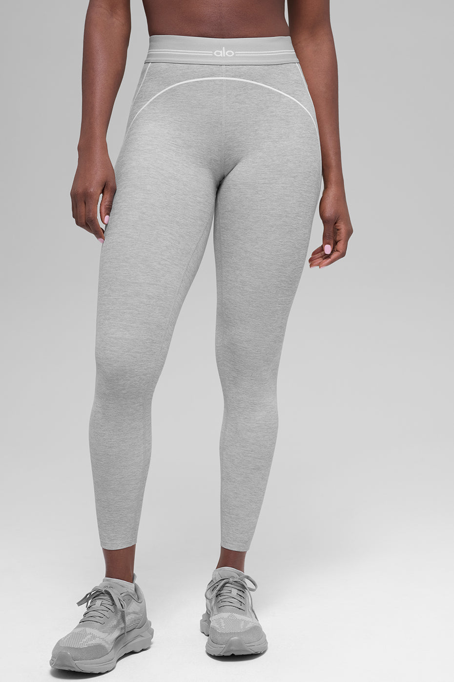 alo 7/8 High-Waist Alosoft Heart Throb Legging - Athletic Heather Grey/White