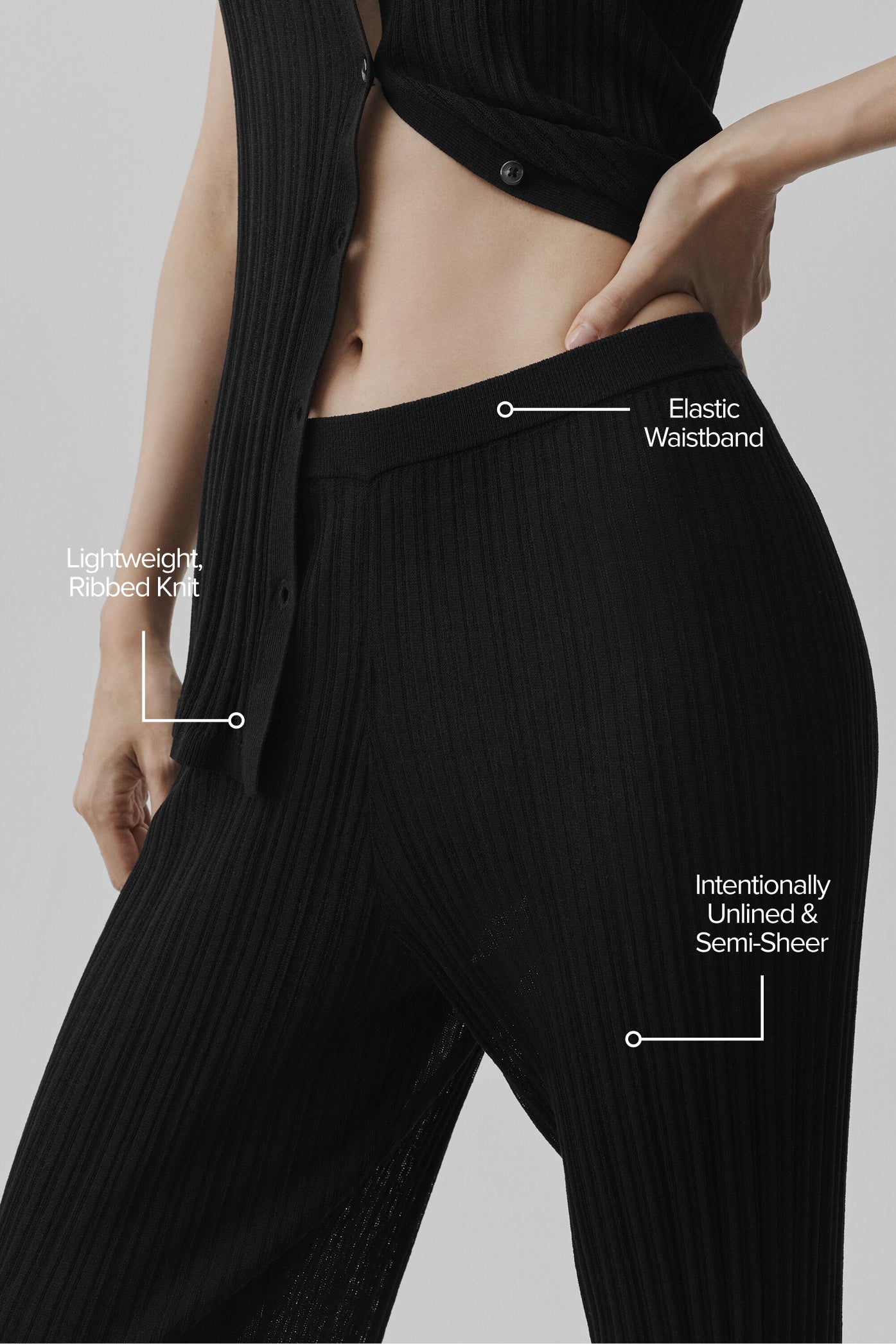 alo Sweater High-Waist Sunlit Straight Leg Pant - Black
