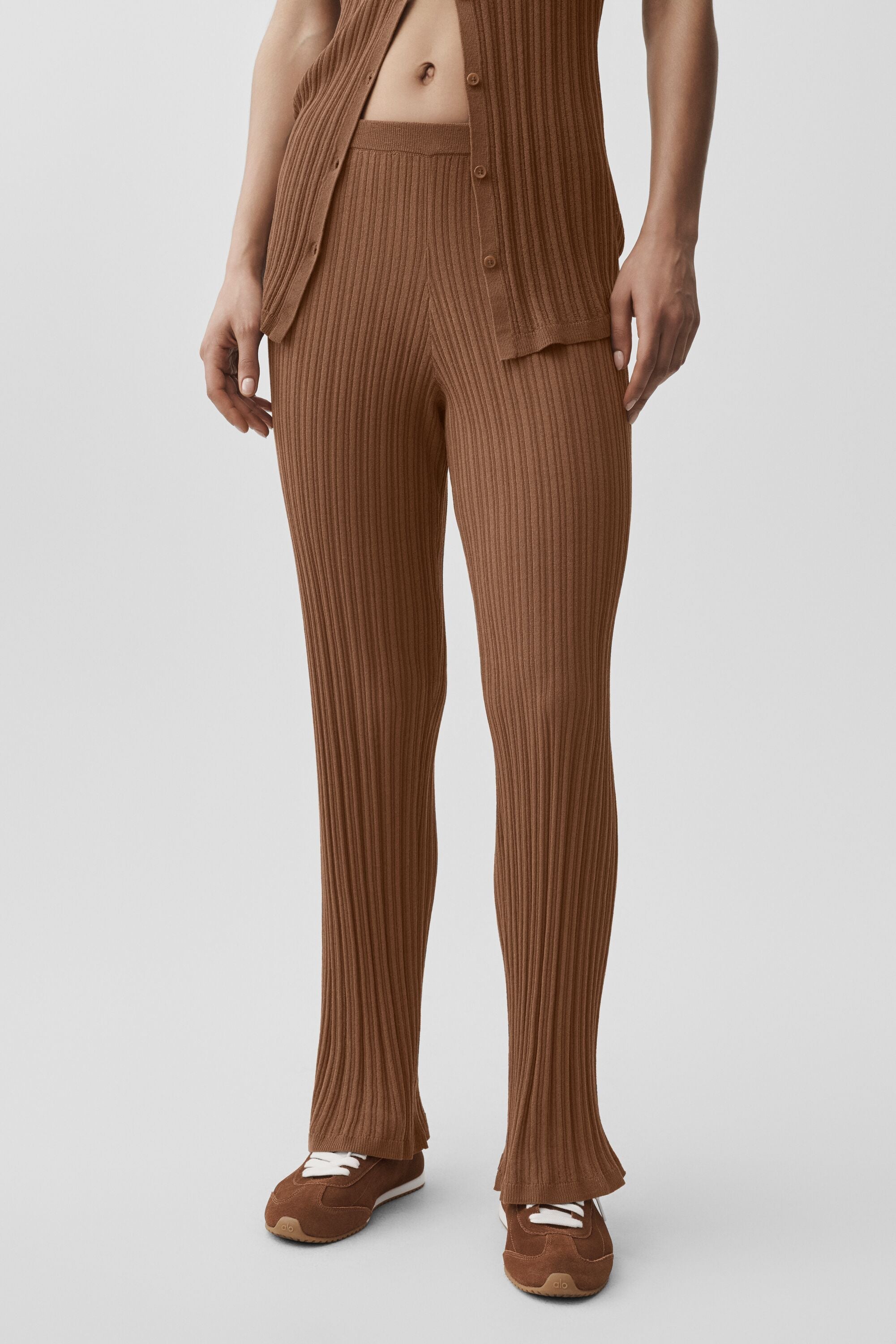 alo Sweater High-Waist Sunlit Straight Leg Pant - Sun Kissed Brown