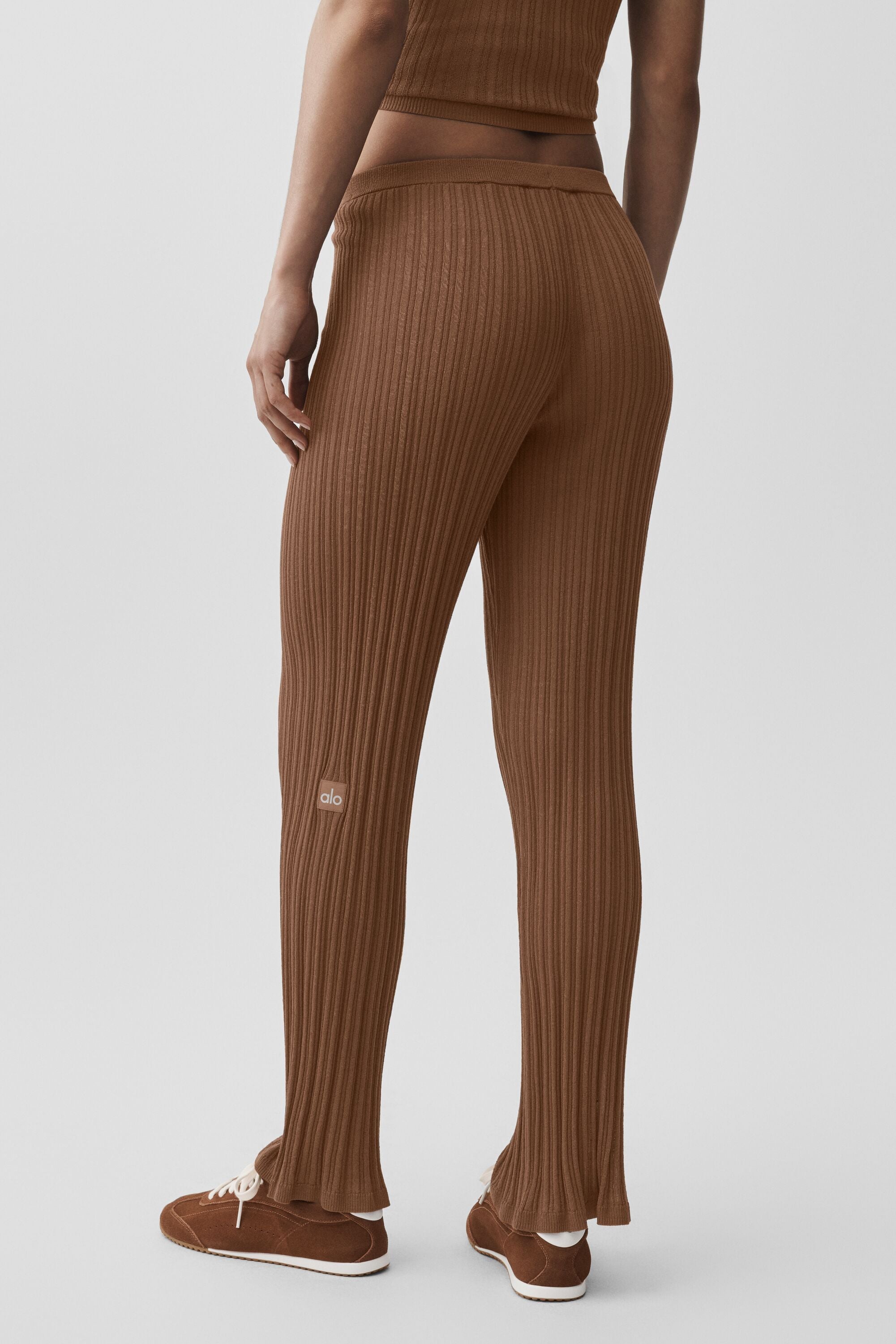 alo Sweater High-Waist Sunlit Straight Leg Pant - Sun Kissed Brown
