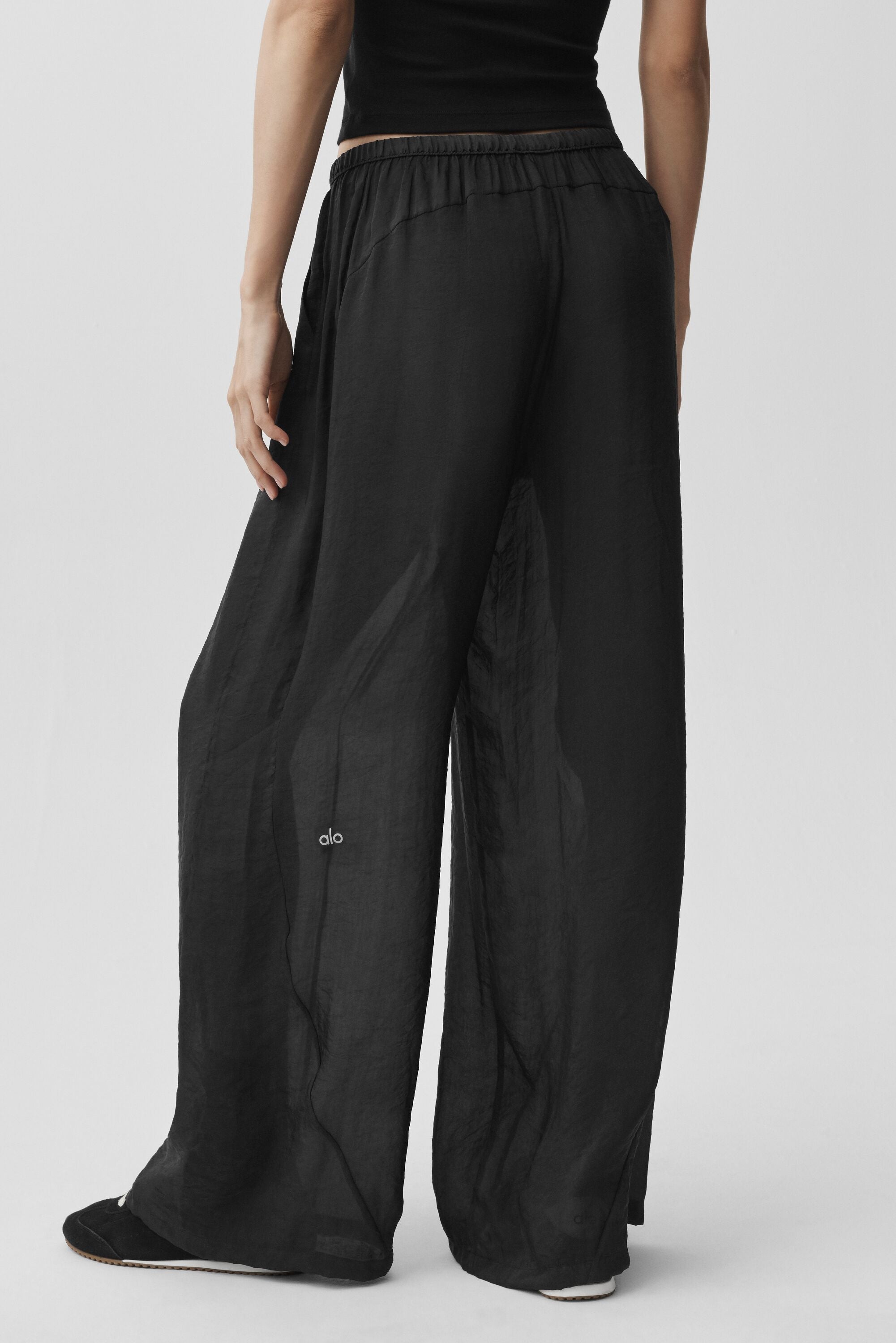 alo Semi-Sheer Golden Hour High-Waist Straight Leg Pant - Black