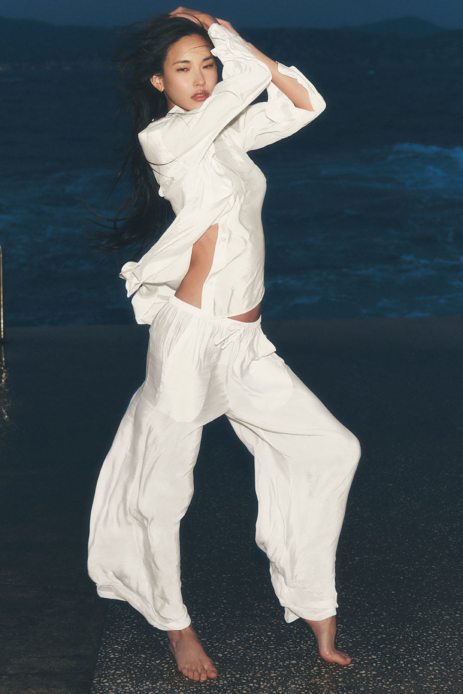 alo Semi-Sheer Golden Hour High-Waist Straight Leg Pant - Ivory