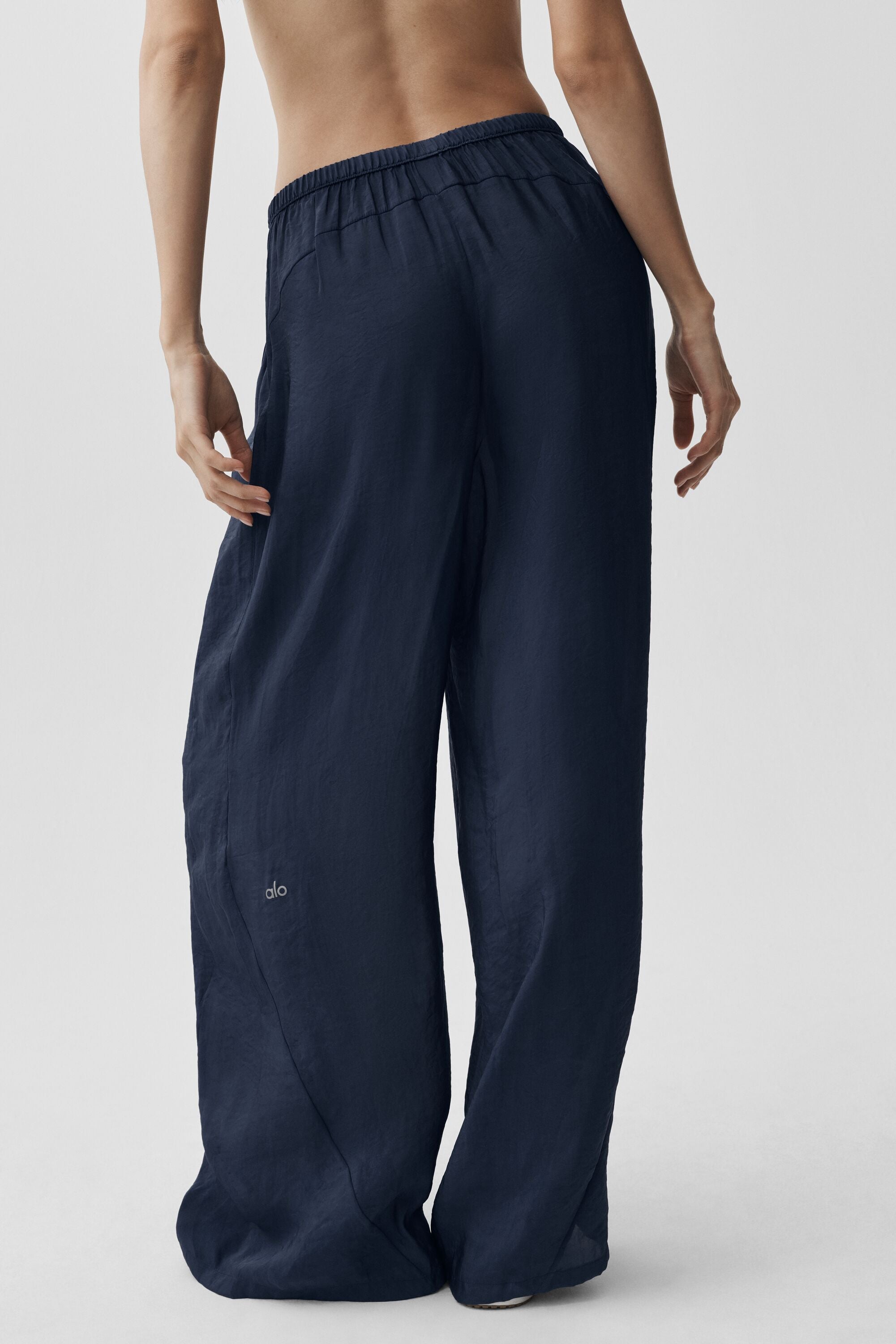 alo Semi-Sheer Golden Hour High-Waist Straight Leg Pant - Navy