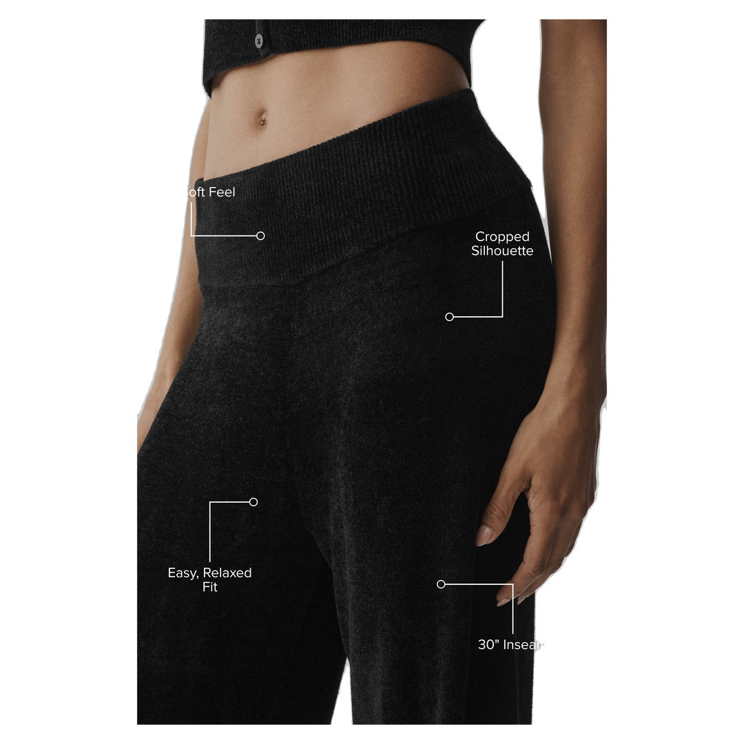 ALO Micro Chenille High-Waist Straight Leg Pant - Black