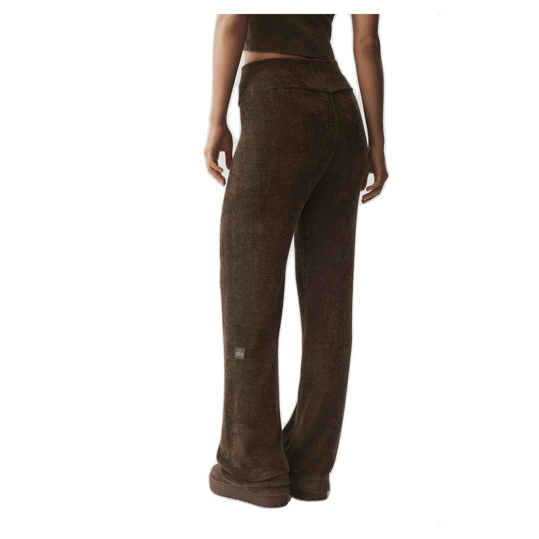 ALO Micro Chenille High-Waist Straight Leg Pant - Espresso
