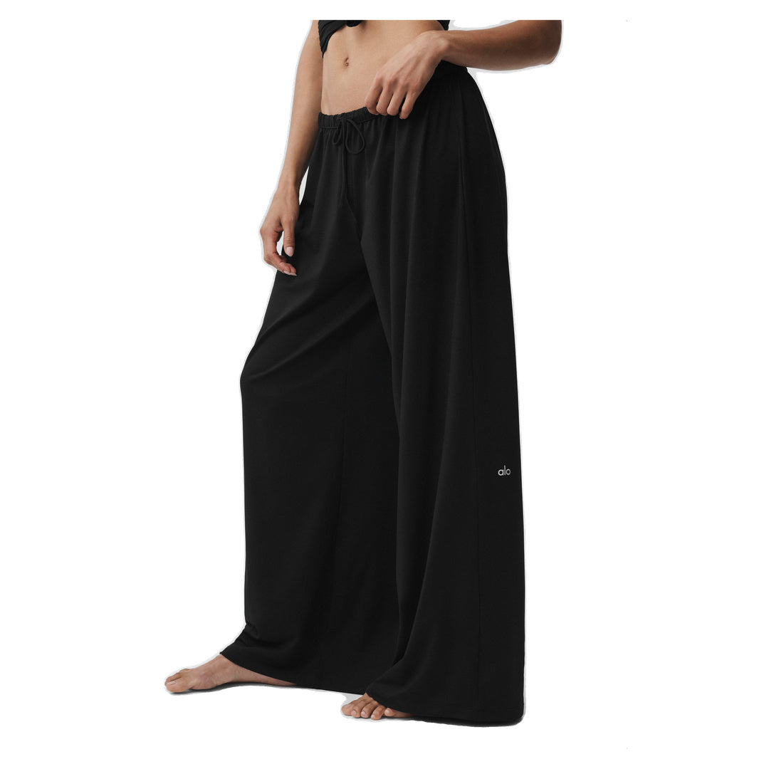ALO Alosoft Mid-Rise Finesse Wide Leg Sweatpant - Black