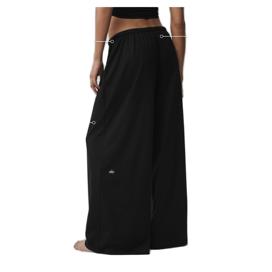 ALO Alosoft Mid-Rise Finesse Wide Leg Sweatpant - Black