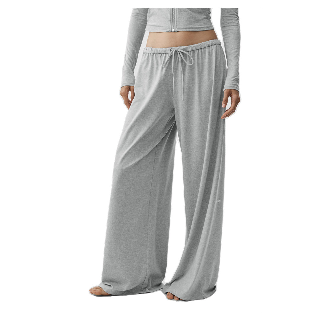 ALO Alosoft Mid-Rise Finesse Wide Leg Sweatpant - Vintage Athletic Heather