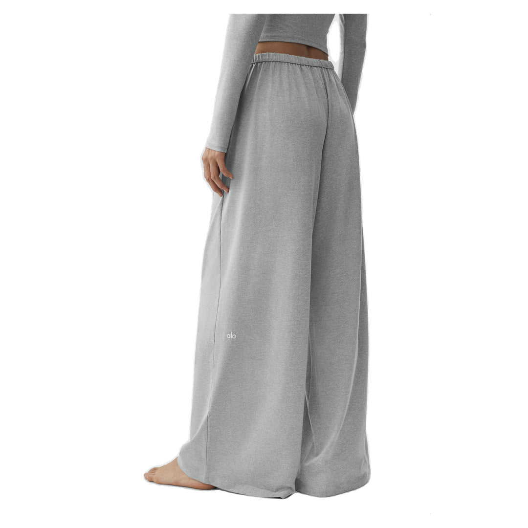 ALO Alosoft Mid-Rise Finesse Wide Leg Sweatpant - Vintage Athletic Heather