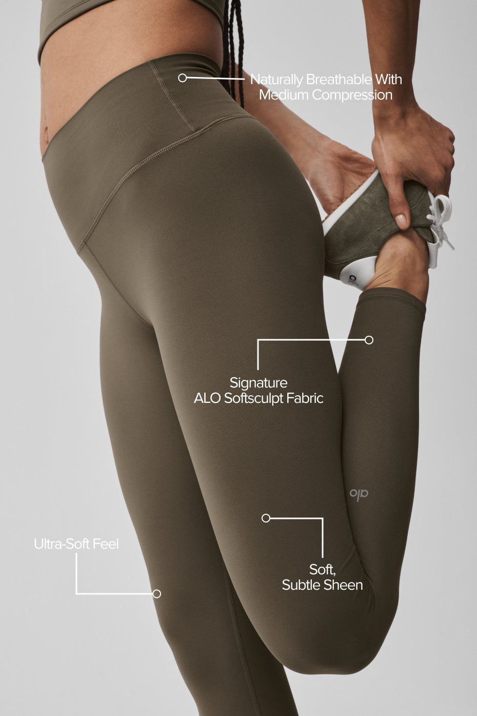 alo ALO Softsculpt High-Waist 7/8 Legging - Olive Tree