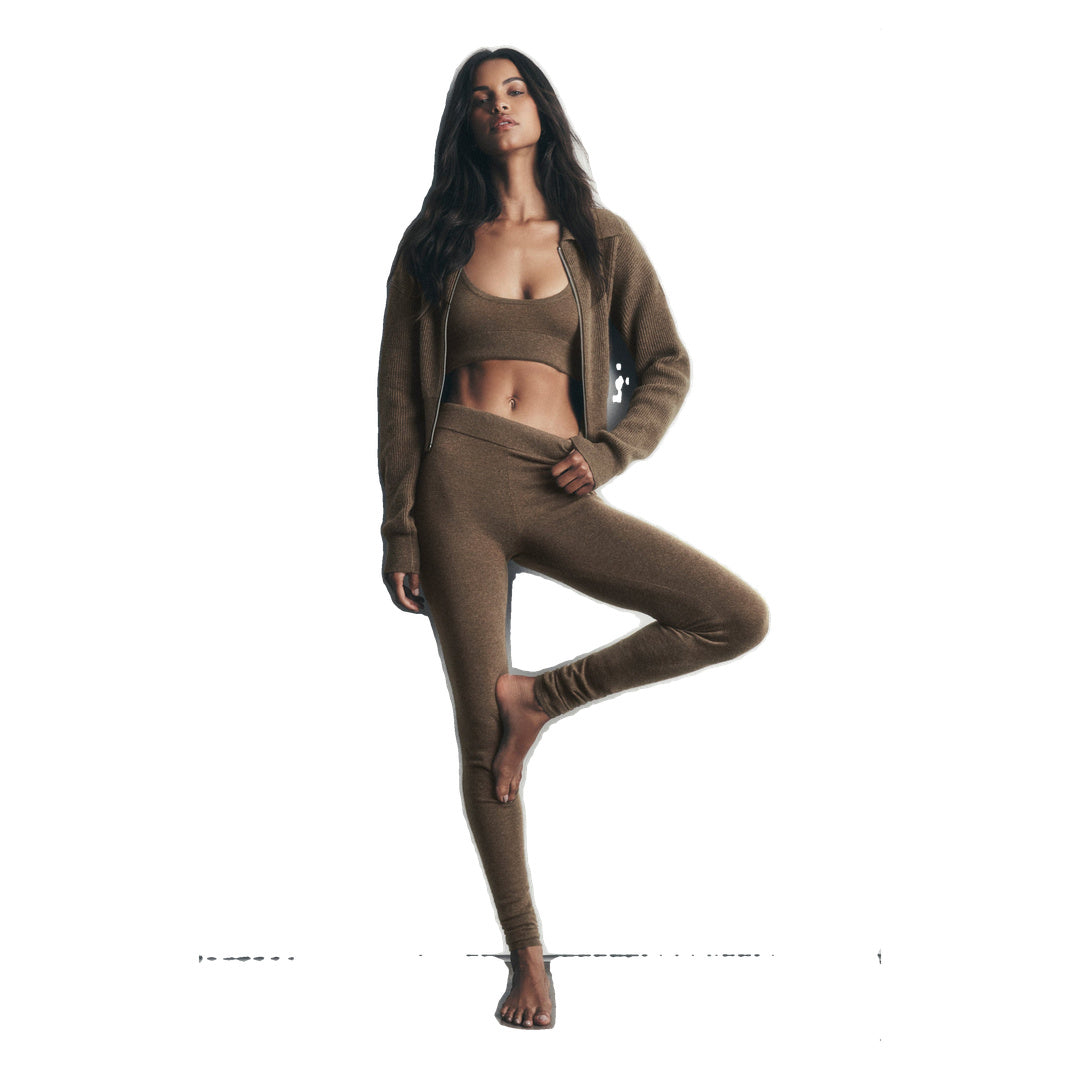 ALO Cashmere High-Waist Eternity Legging - Java Brown Heather
