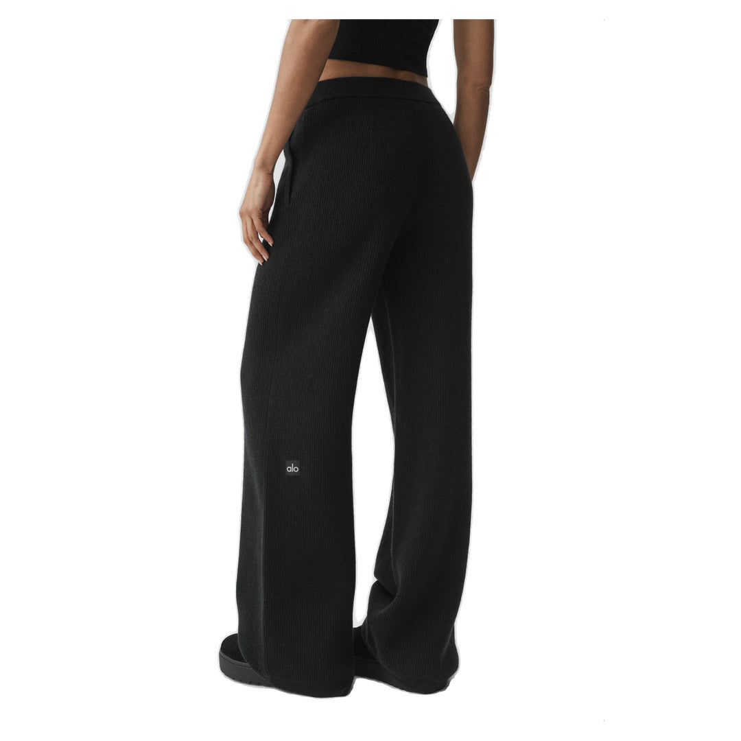 ALO Cashmere Wool Low-Rise Harmony Trouser (Long) - Black