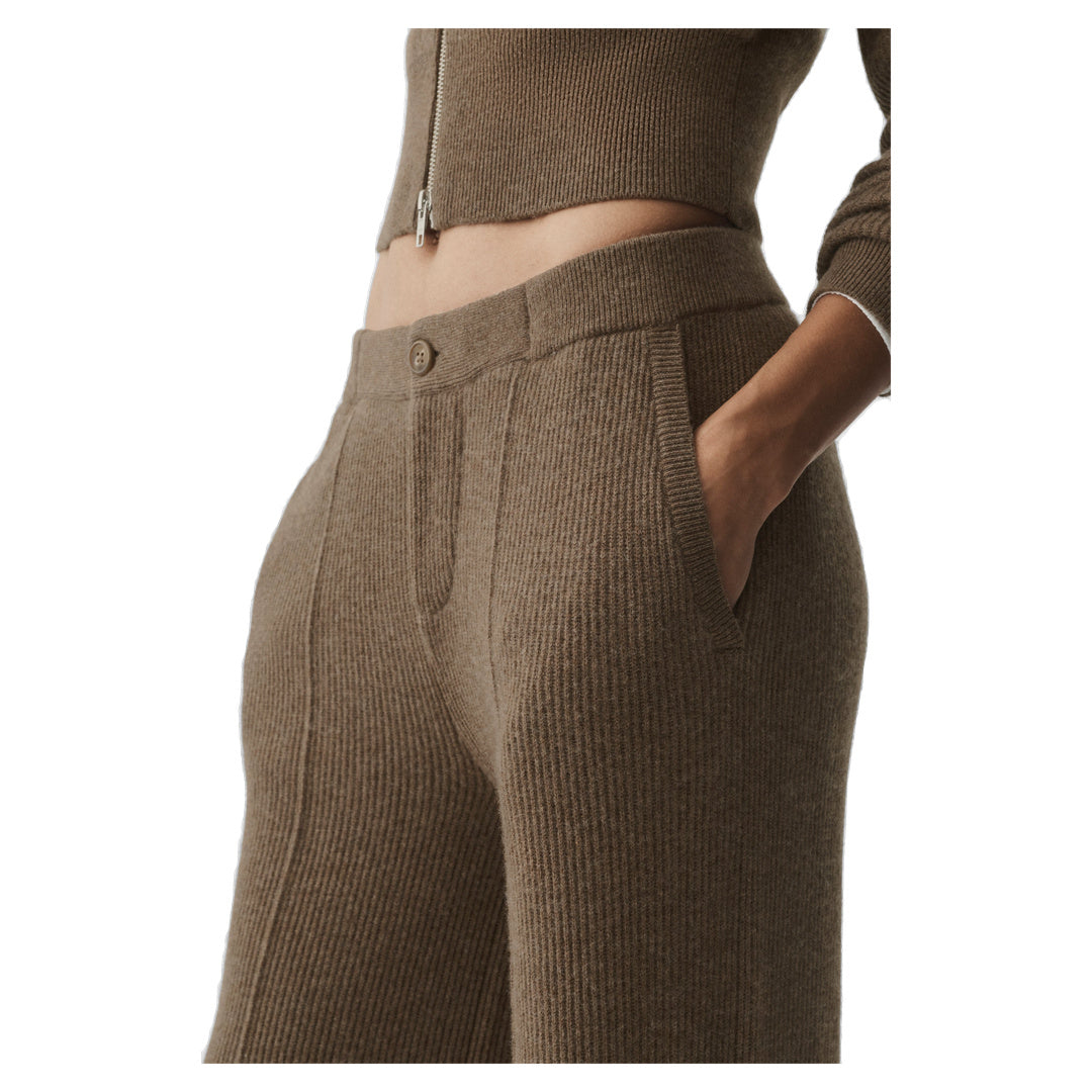 ALO Cashmere Wool Low-Rise Harmony Trouser (Regular) - Java Brown Heather
