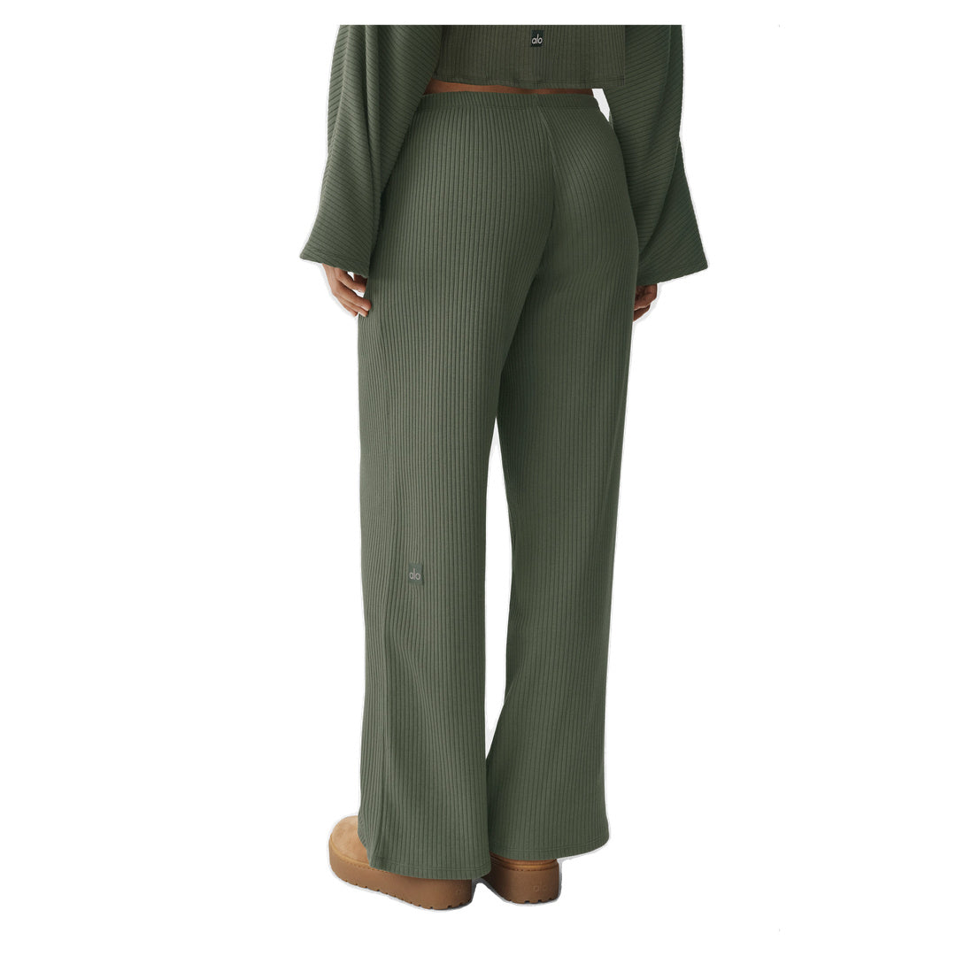 ALO Ribbed Mid-Rise Reset Pant - Bamboo Green