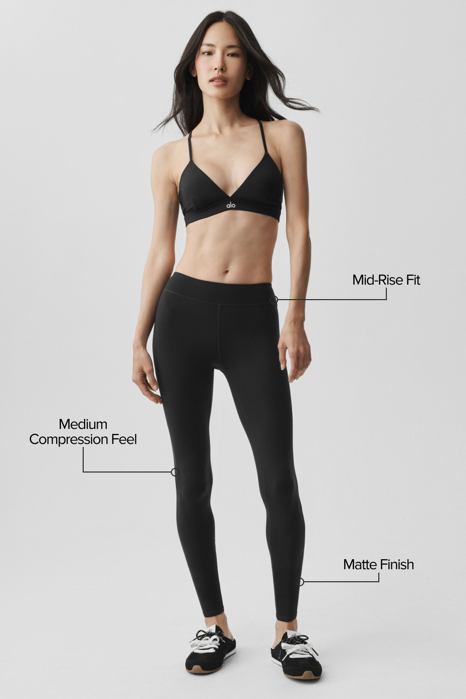 alo Airbrush Mid-Rise 7/8 Legging - Black