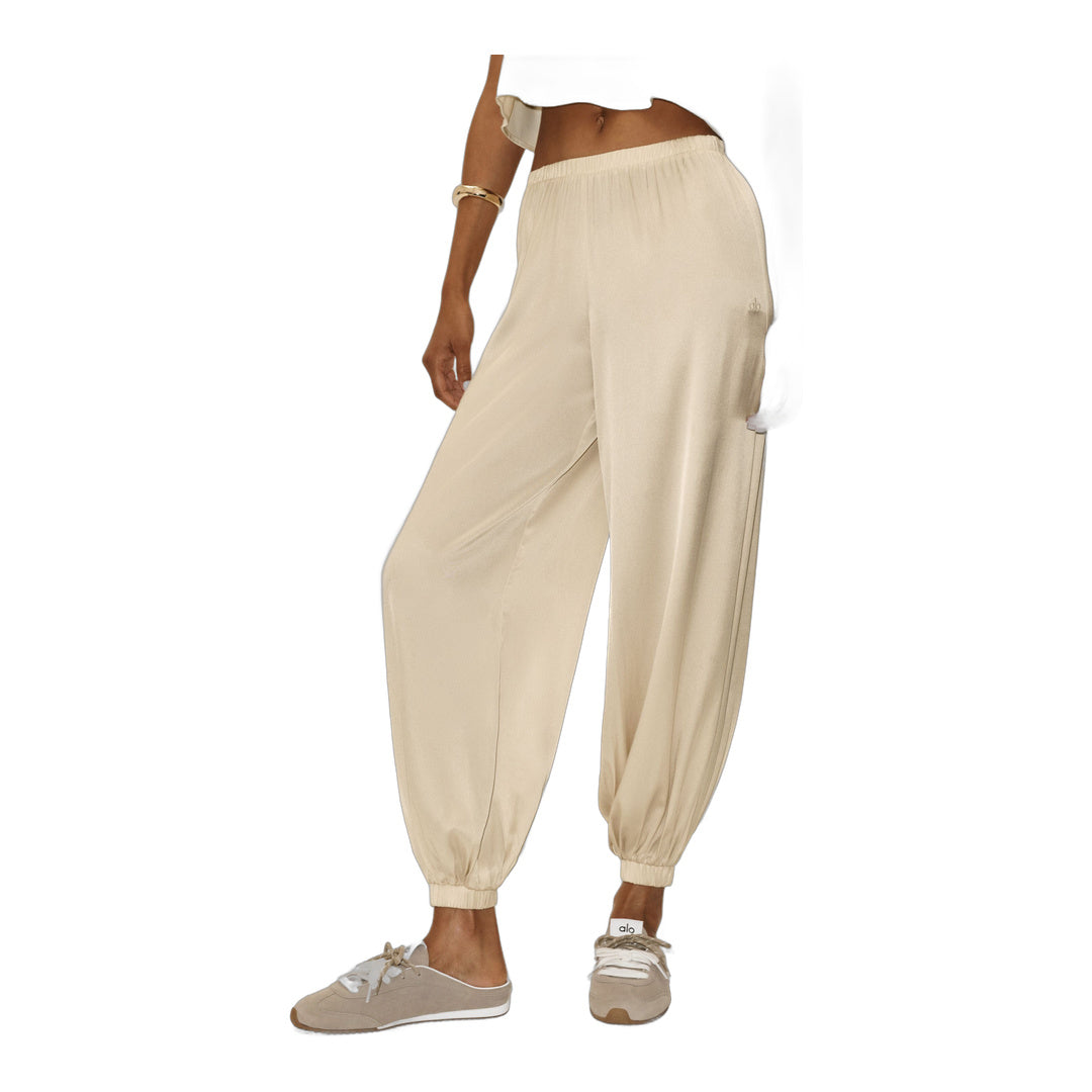 alo Silk Blend High-Waist Radiance Pant - Sandy Beige