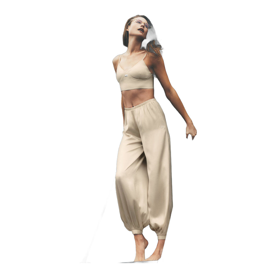 alo Silk Blend High-Waist Radiance Pant - Sandy Beige