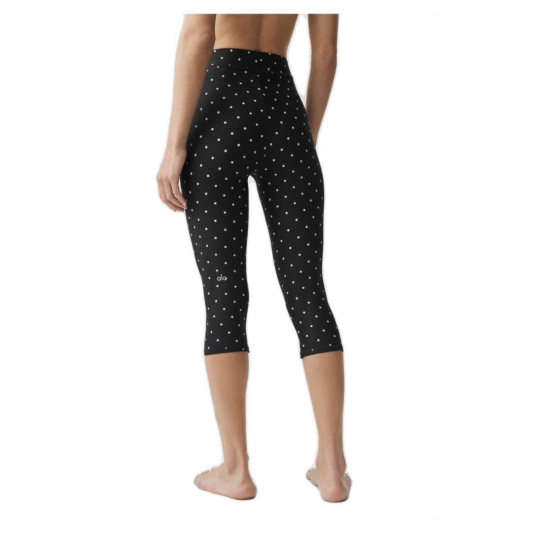 ALO Airlift Polka Dot High-Waist Iconic 90's Capri - Black/White
