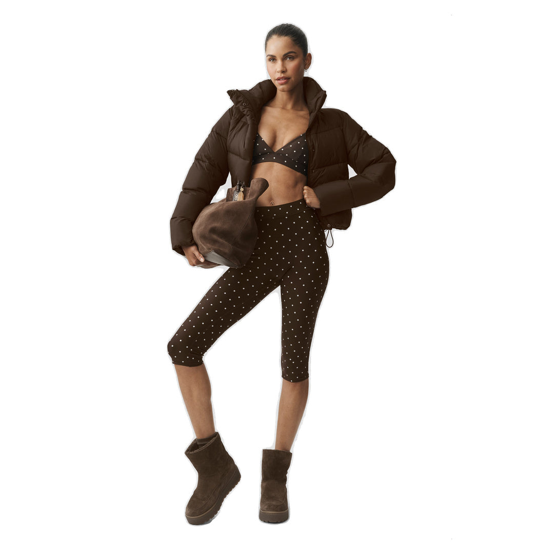 ALO Airlift Polka Dot High-Waist Iconic 90's Capri - Espresso/White